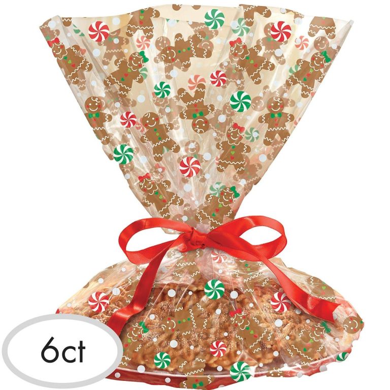 Christmas bags tray cookie cellophane treat ribbon house 6ct gingerbread amazon ties packs ct includes pack each set