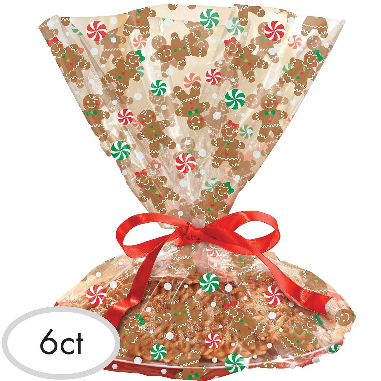 Christmas bags tray cookie cellophane treat ribbon house 6ct gingerbread amazon ties packs ct includes pack each set