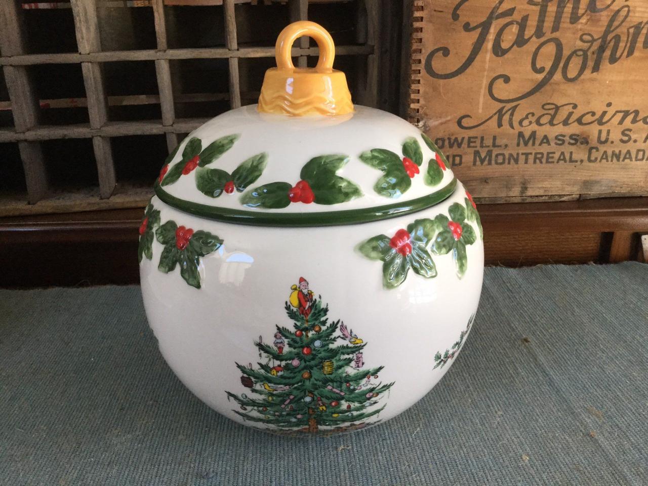 Spode bauble Christmas cookie jar tree