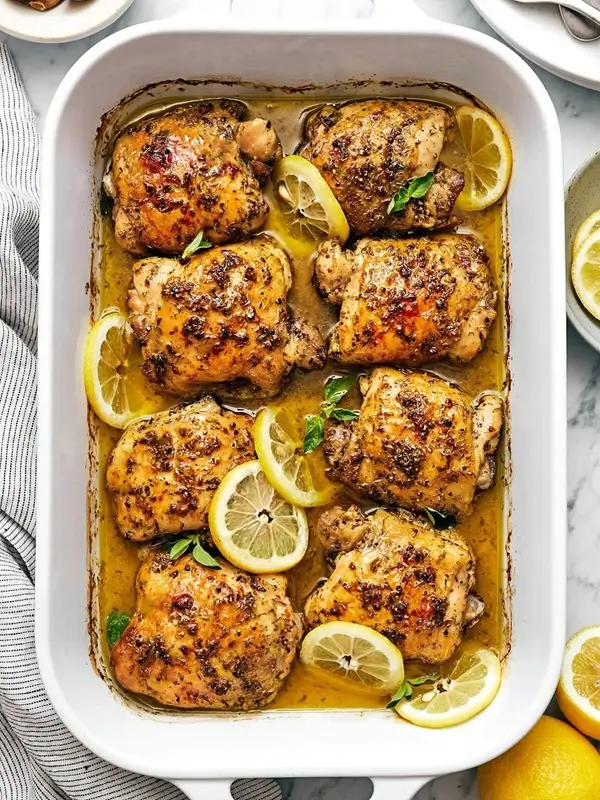 Baked Lemon Garlic Chicken Thighs