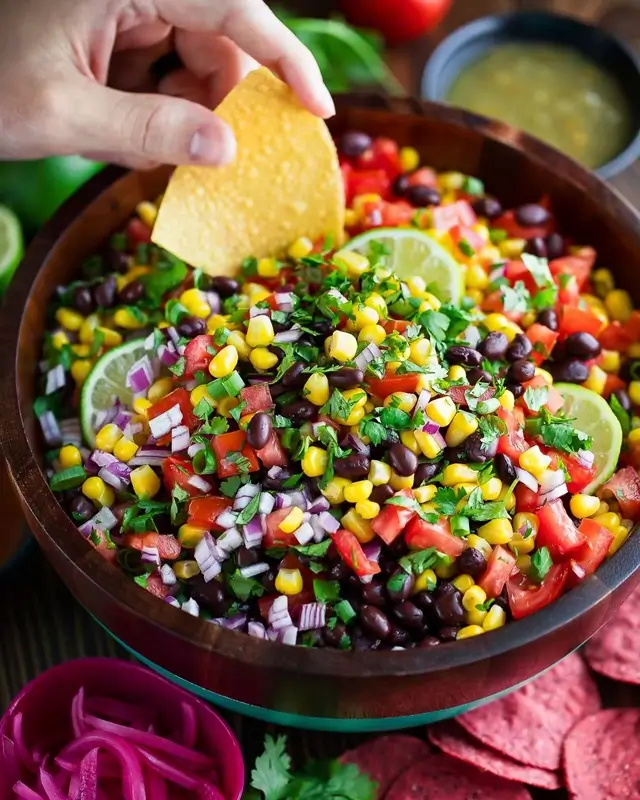 This Black Bean Salsa is perfect as a dip, taco topper, party appetizer, and even as a taco salad mix-in too! We love the simple ingredients and big flavor