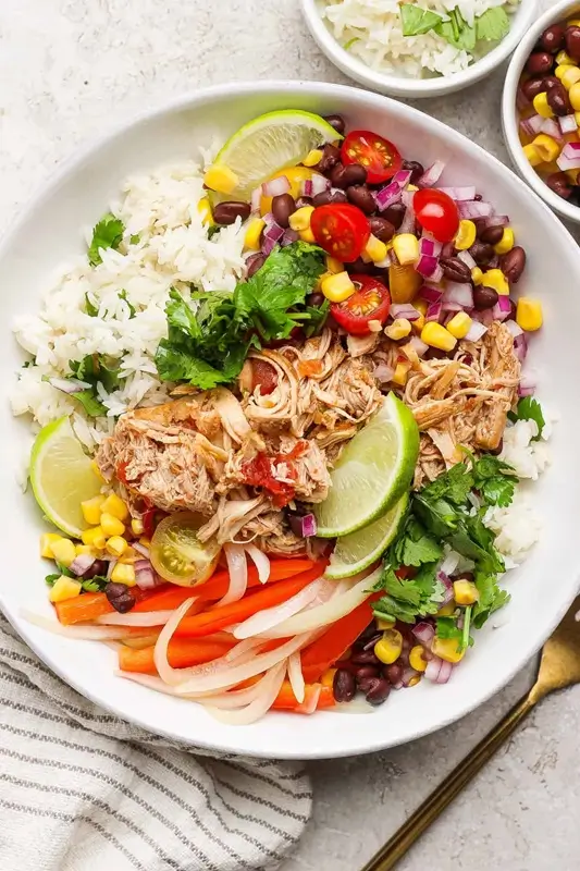 Chicken Taco Bowls with Cilantro Lime Rice