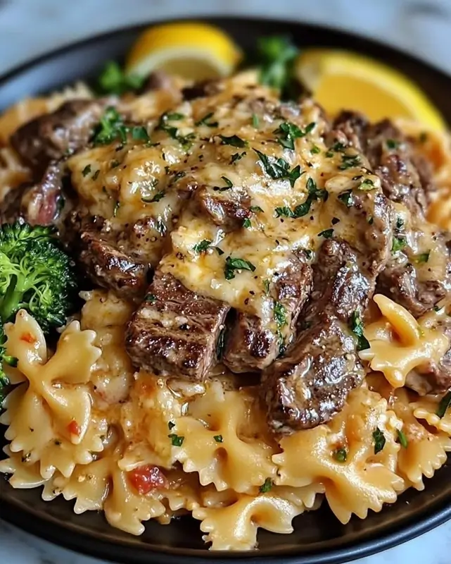 Cowboy Butter Lemon Bowtie Chicken with Broccoli Recipe