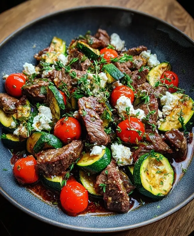 Garlic Butter Steak and Zucchini Skillet