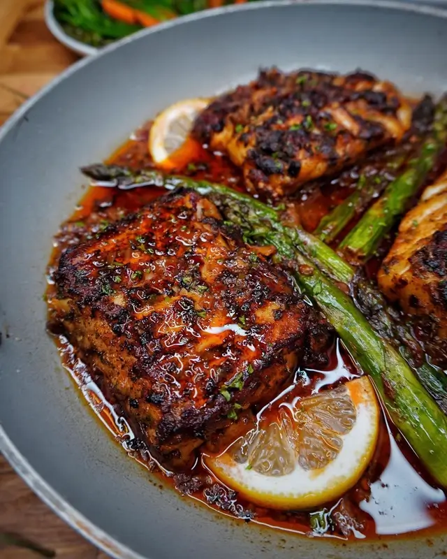 Garlic Butter White Fish with Asparagus