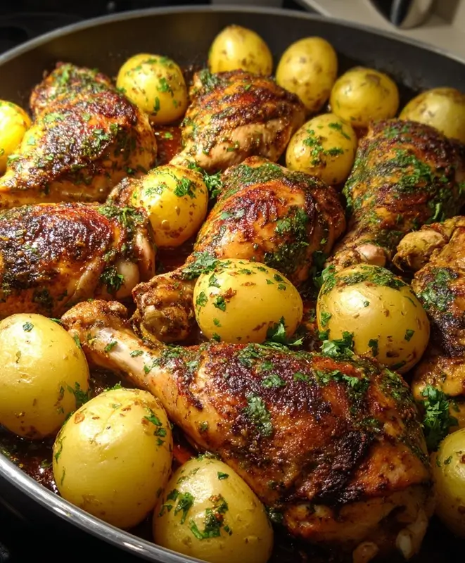 Garlic Herb Chicken Over Turmeric Cauliflower Rice