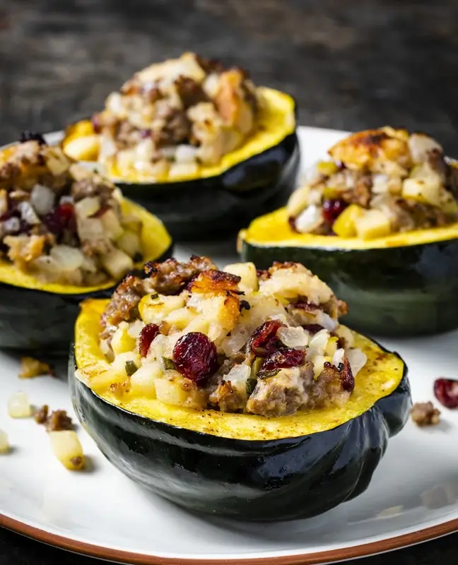 Lamb and Spinach Stuffed Acorn Squash