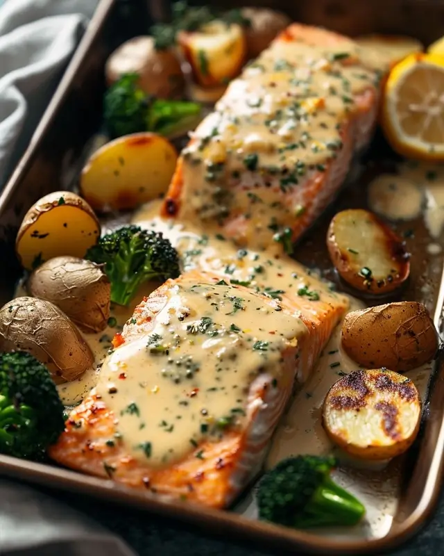 Lemon Herb Baked Salmon with Steamed Broccoli