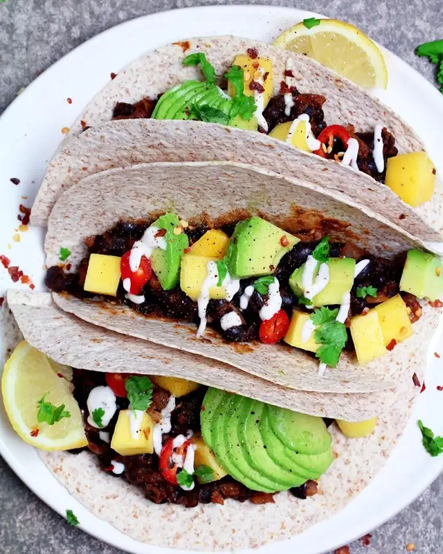 Mango Avocado Black Bean Tacos