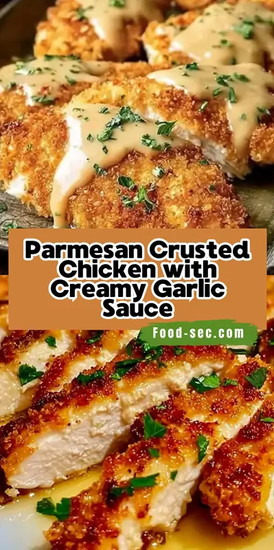 Parmesan Crusted Chicken with Creamy Garlic Sauce