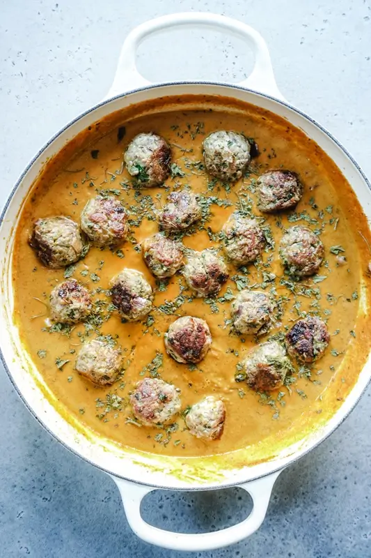 Pumpkin Apple Turkey Meatballs in Cider Sauce