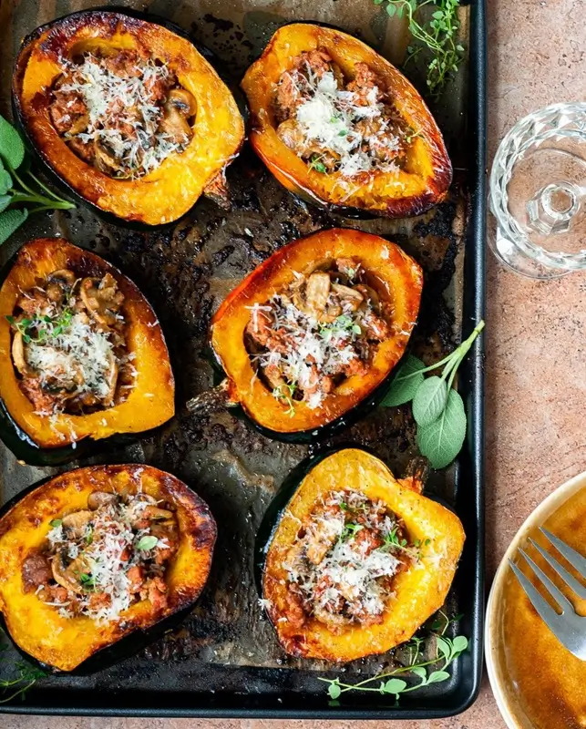 Pumpkin and Apple Stuffed Acorn Squash