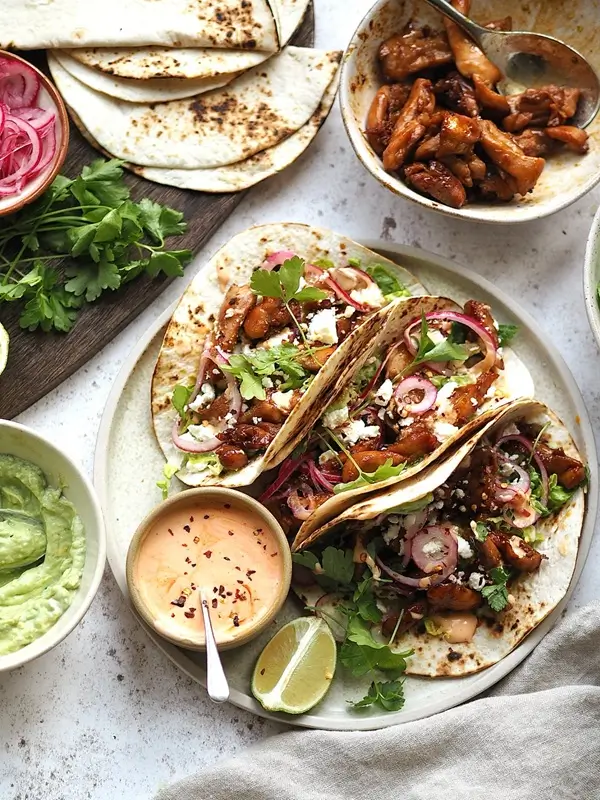 Skinny Chicken Tacos with Cabbage Slaw