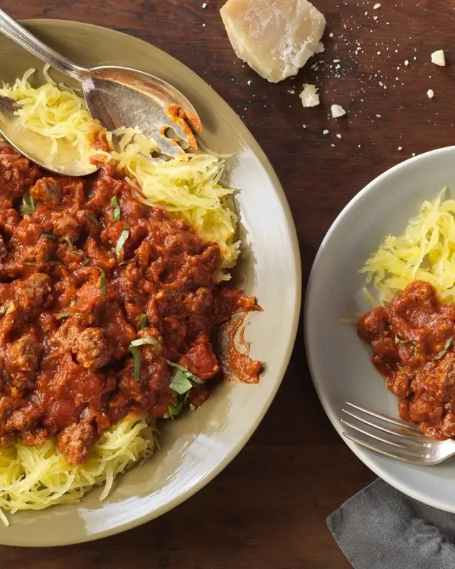 Spaghetti Squash with Turkey Meat Sauce