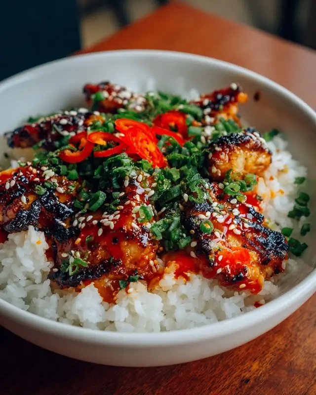 Meal prepped bang bang chicken bowls in containers