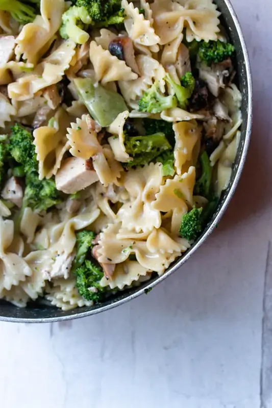 Cowboy butter chicken pasta stored in meal prep containers