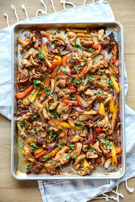 Easy sheet pan birthday dinner that looks fancy with colorful roasted vegetables