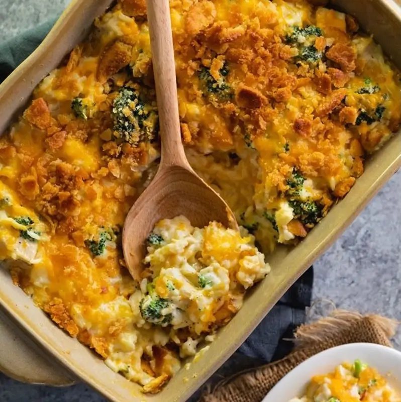Leftover French Onion Chicken Rice Bake stored in an airtight container for meal prep