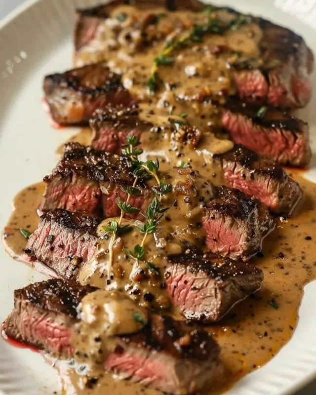 Searing cubed sirloin steak bites in a hot cast iron skillet for garlic steak tortellini