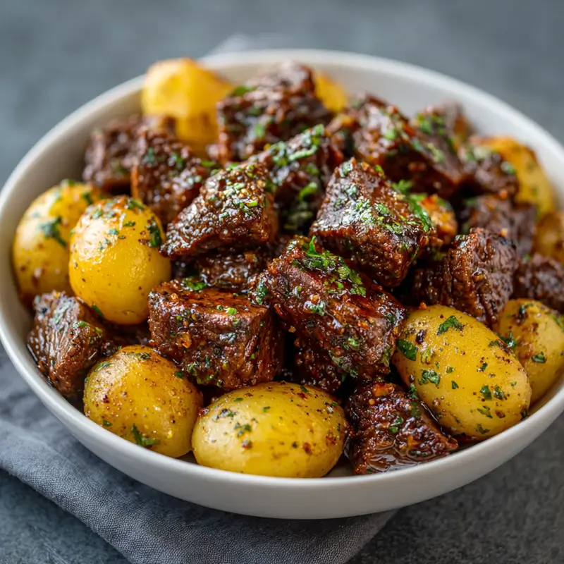 Slow cooker beef and potatoes variation with carrots and mushrooms