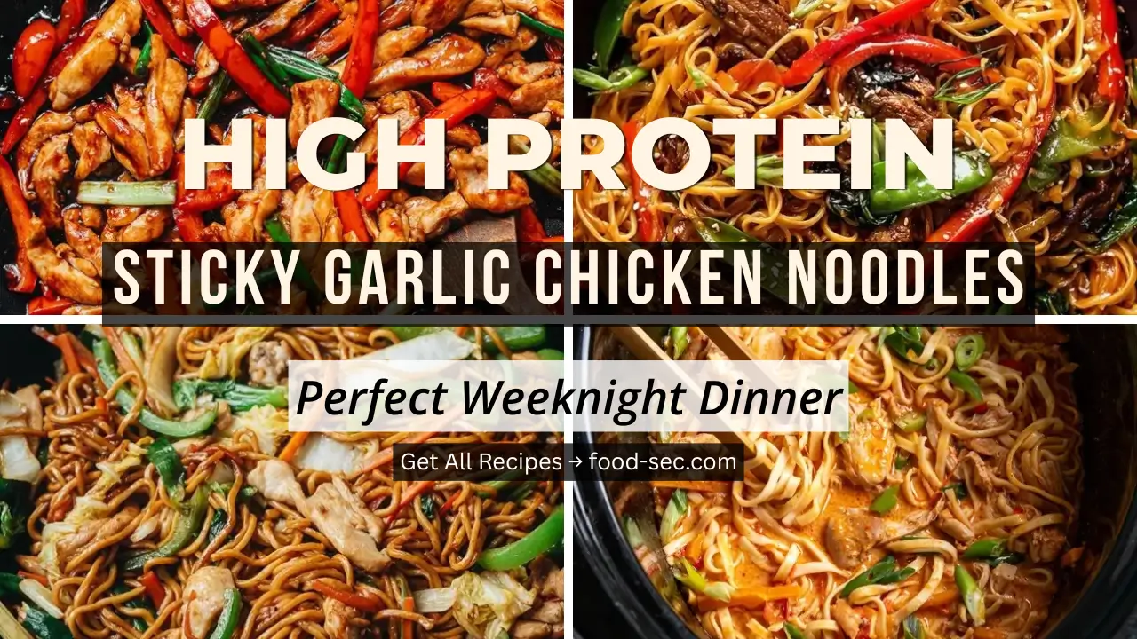 Sticky Garlic Chicken Noodles for a High Protein Dinner