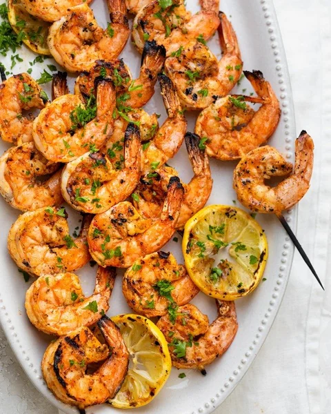 Grilled Shrimp Skewers with Lemon Herb Butter