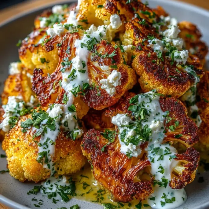 Roasted Cauliflower with Tahini and Pomegranate
