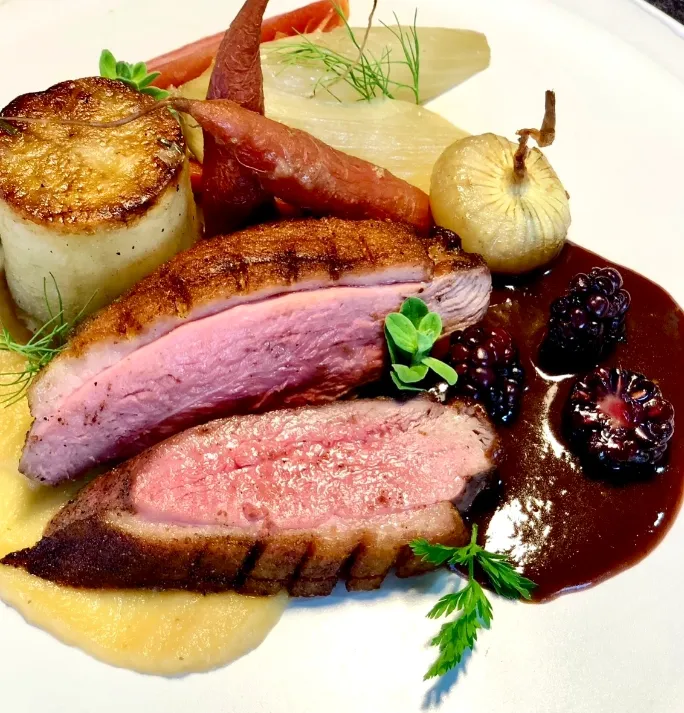 Seared Duck Breast with Greens