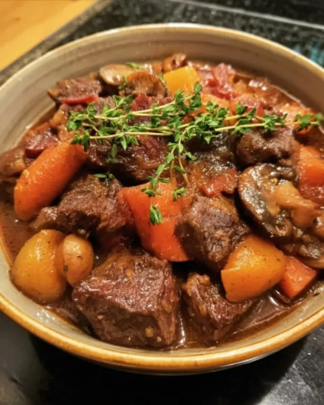 Slow Braised Beef Bourguignon