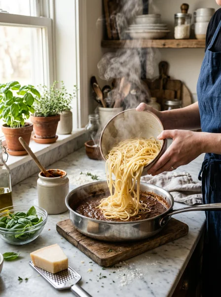 Adding Pasta to Cold Sauce