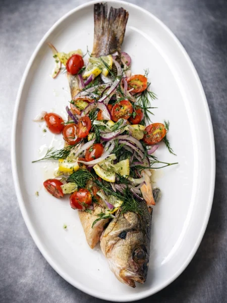 Mediterranean Roasted Whole Branzino Mediterranean Roasted Whole Branzino