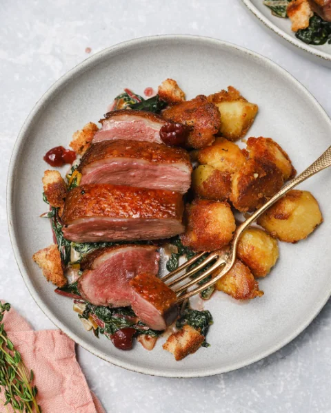 Pan Seared Duck Breast with Cherry Reduction