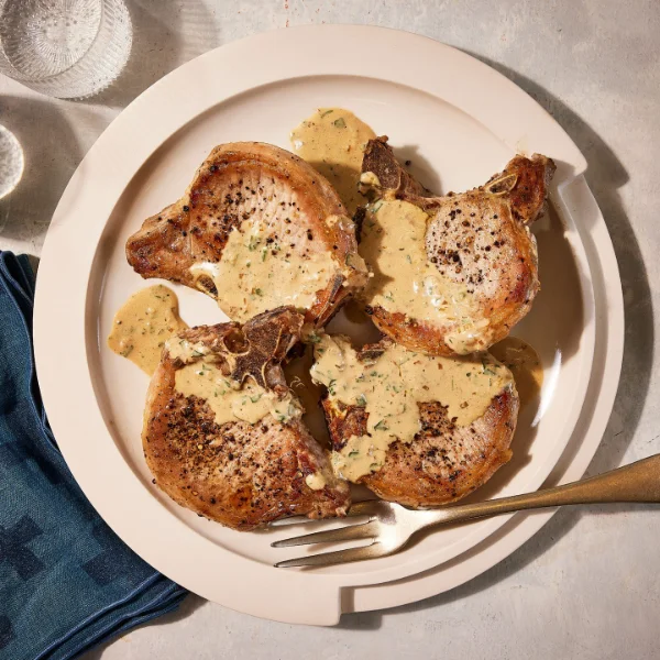 Pan Seared Pork Chops with Apple Compote